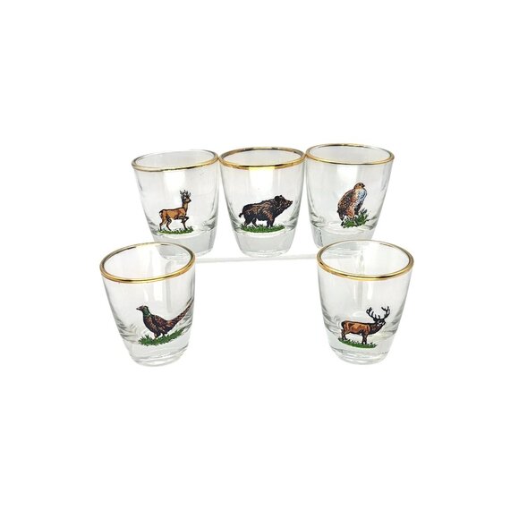 Ruhrglas Wildlife Game Mini Shot Glasses Boar Pheasant Buck Hawk Doe - Picture 2 of 14